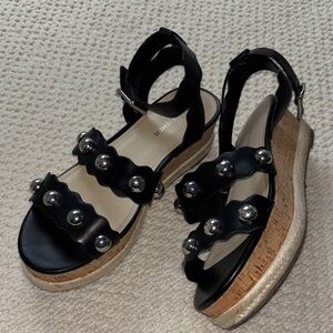 Marc Fisher Black Cork Heel Sandals